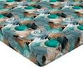 thumbnail image 4 of Ambesonne Geometric Fitted Sheet, Abstract Rounds Swirls, Twin Size, Teal Camel Cadet Blue, 4 of 5