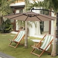 thumbnail image 4 of 10FT Cantilever Patio Umbrella with 32 Solar-Powered LED Lights Outdoor Patio Offset Umbrella for Patio Garden Pool Beach Yard Brown, 4 of 10