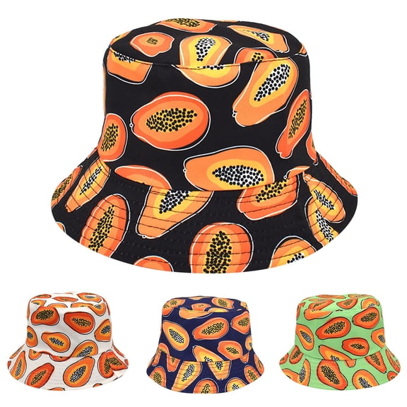 Helii Papaya Print Bucket Hat, Summer Trendy Fisherman Cap, Outdoor Casual Basin Hat for Women Men