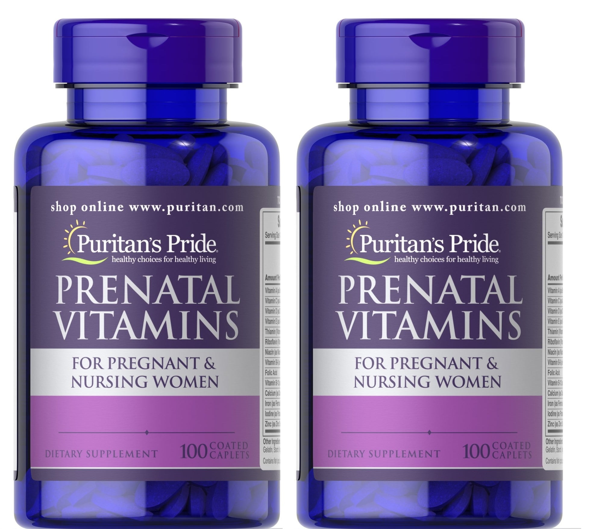 Buy Puritan's Pride Prenatal Vitamins 100 Tablets (2 PACK) Online at