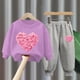 thumbnail image 2 of Odeerbi 1-10 Años Niños Niñas San Valentín Trajes Love Print Cuello Redondo Sudaderas Pantalones Sudadera Heart Print Suave Manga Larga, 2 of 5