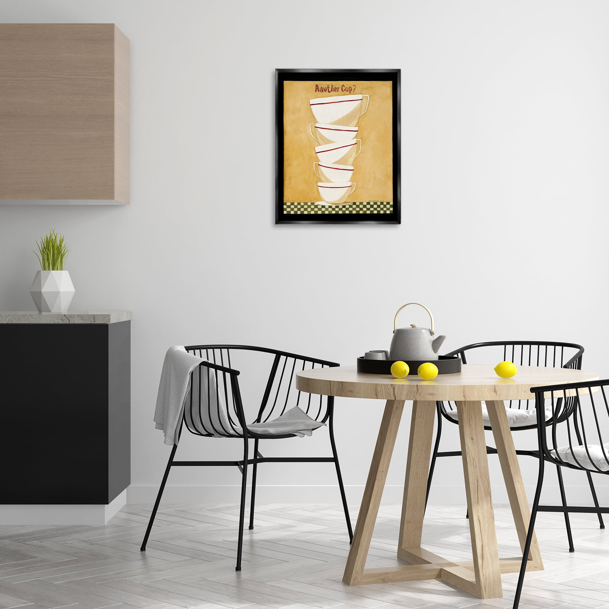 Stupell Industries Stacked Mug Collection Food & Beverage Painting Black Floater Framed Art Print Wall Art, 17 x 21