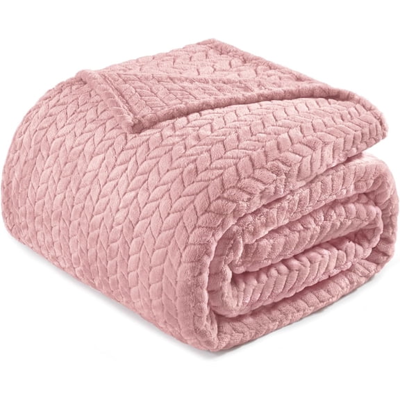 Soft Fleece Bed Blanket Queen Size, 90”x90”, Pink
