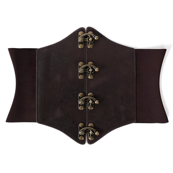 Women's Belt Medieval Corset Belt Wide Cinch | Elastic, Adjustable Lace-Up, Renaissance, Pirate, Fairy, Ren Faire,Fantasy Accessory Brown C