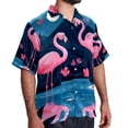 thumbnail image 2 of Flamingo Tropical Rainforest Men's Short Sleeve Hawaiian Poplin Shirt - Casual Printed Button Down Summer Beach Shirt for Men, 2 of 6