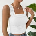 thumbnail image 5 of Lixiuxyad Tank Tops for Women Women's Solid Color Fashionable Sleeveless Open Navel Square Neck Shoulder Strap Vest Top(White M), 5 of 6