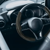 PIT66 Universal  Carbon Fiber Car Steering Wheel Non-Slip Cover 37-38cm Dia Black 2PCS