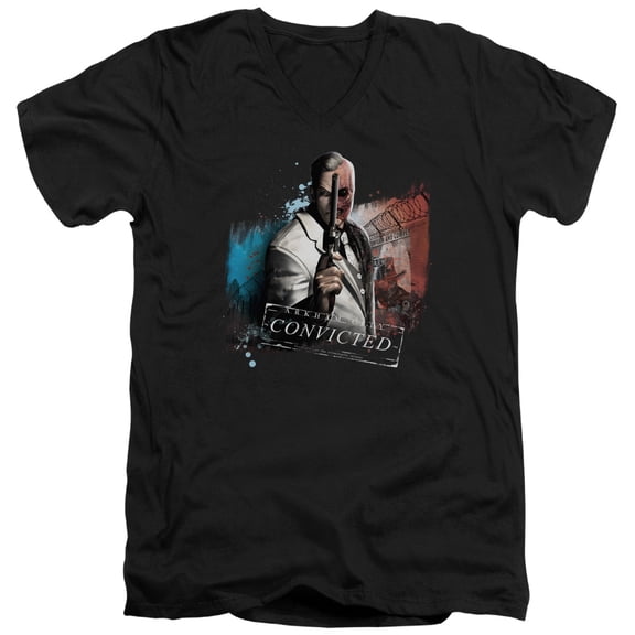 Arkham City - Two Face - Slim Fit V Neck Shirt - Large