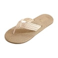 thumbnail image 2 of Women's Braided Flip Flops - Thick Strap Woven Flat Sole Thong Sandals for Summer, Beach & Casual Daily Wear, 2 of 8