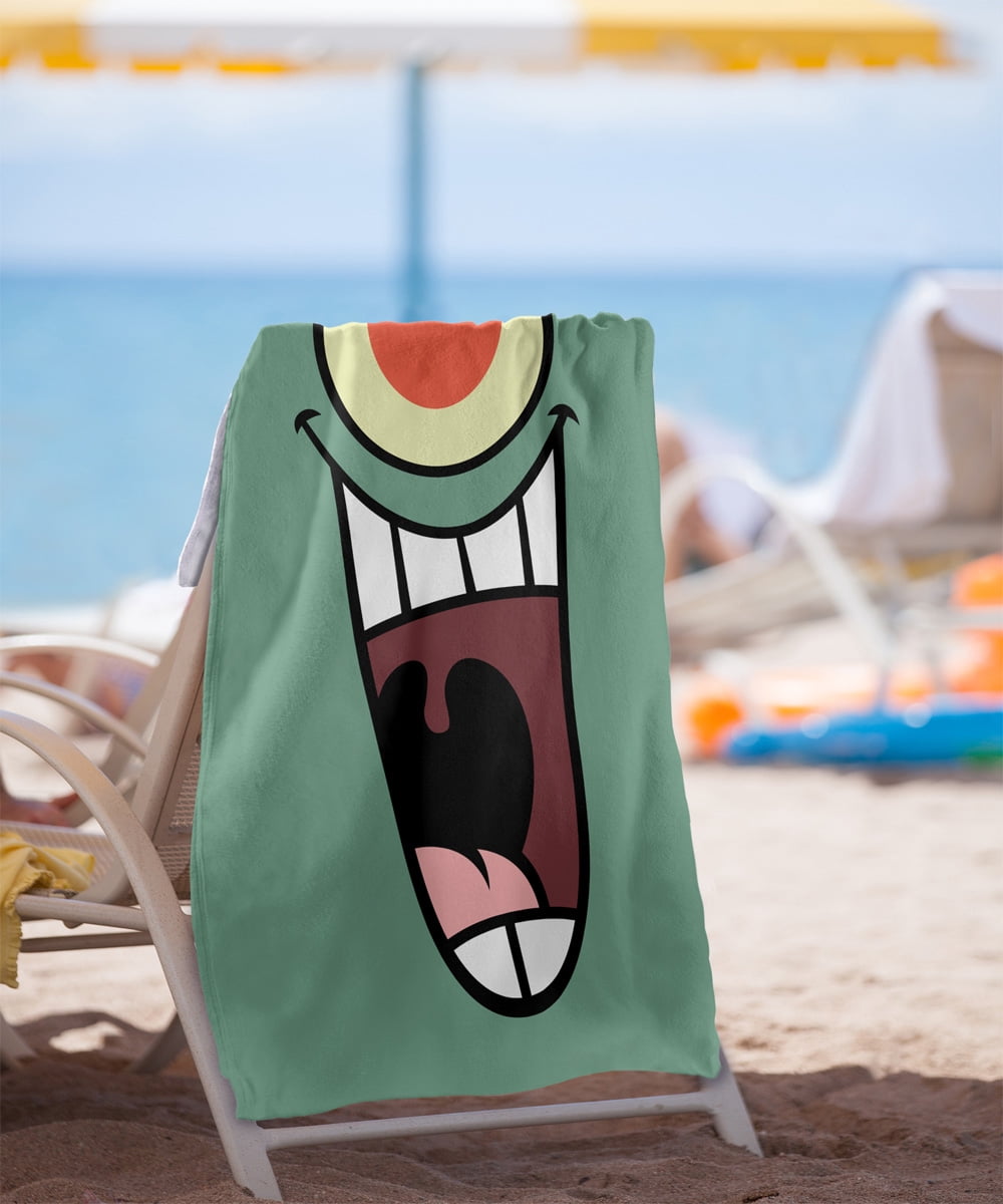 Spongebob Beach Towel, 30"x60", Plankton Face Beach Towel