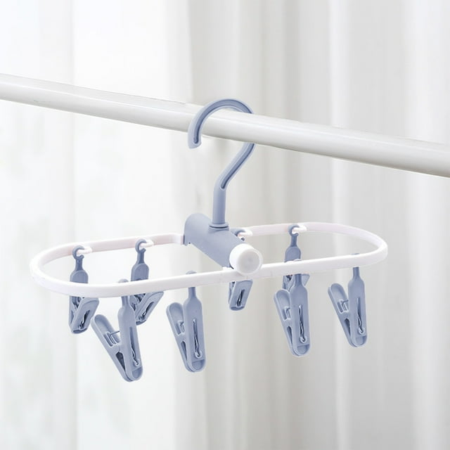 SSZMDLB Collapsible Clothes Hanger, Portable Travel Drying Rack with Multi-Functional Clips for Socks, Home Use, Laundry and Closet Organization, Foldable Garment Hanger