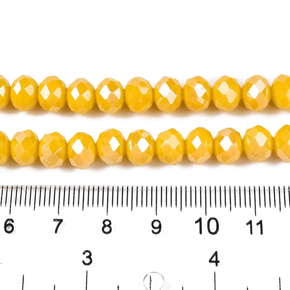 Electroplate Glass Beads Strands Pearl Luster Plated Faceted Rondelle Gold 8x6mm Hole: 1~1.4mm about 64~65pcs/strand 40~41cm