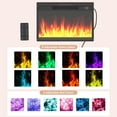 thumbnail image 4 of ChVans Fireplace TV Stand w/ LED Lights & 26'' Electric Fireplace For 65" TVs Wall-Mounted, 60" Farmhouse TV Stand w/ Fireplace Mantel, Glass Storage Shelves, 4 of 10
