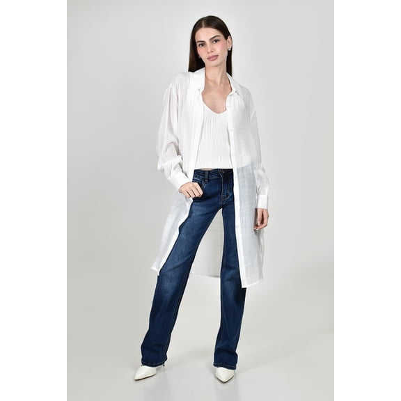 Blusa de corte largo Roman Fashion /Juvenil, 1008 (Blanco) blanco M
