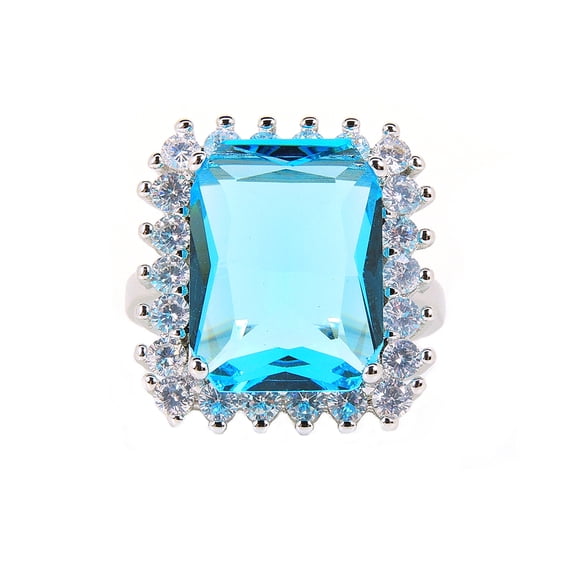 Maribeth Statement Ring Created Blue Topaz Clear Cz Womens Ginger Lyne Collection
