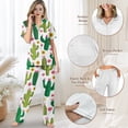 thumbnail image 4 of TSOVTHRID Cactus Sunflower Flower Print Pajama Set for Women Soft Short Sleeve Pajama with Long Pants Breathable Nightwear Button Down Sleepwear, Size L, 4 of 7