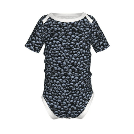 

Adobk Gothic Skull Print Baby Climbing Clothes Jumpsuit Rompers Classic Rompers Child Short sleeve Bodysuits-9M
