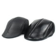 thumbnail image 5 of SikaFu Black Sub -Bright Leather PU Beare Hat Men's Autumn And Winter Hat Leather Peaked Peaked Caps Warm The Old Man Hat Forward, 5 of 6