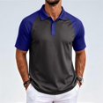 thumbnail image 5 of Fabrcox Mens Polo Shirts Short Sleeve Raglan Collared Golf Shirt Men Color Block Regular Fit Casual Workout Men's Athletic Shirts Blue XL, 5 of 7