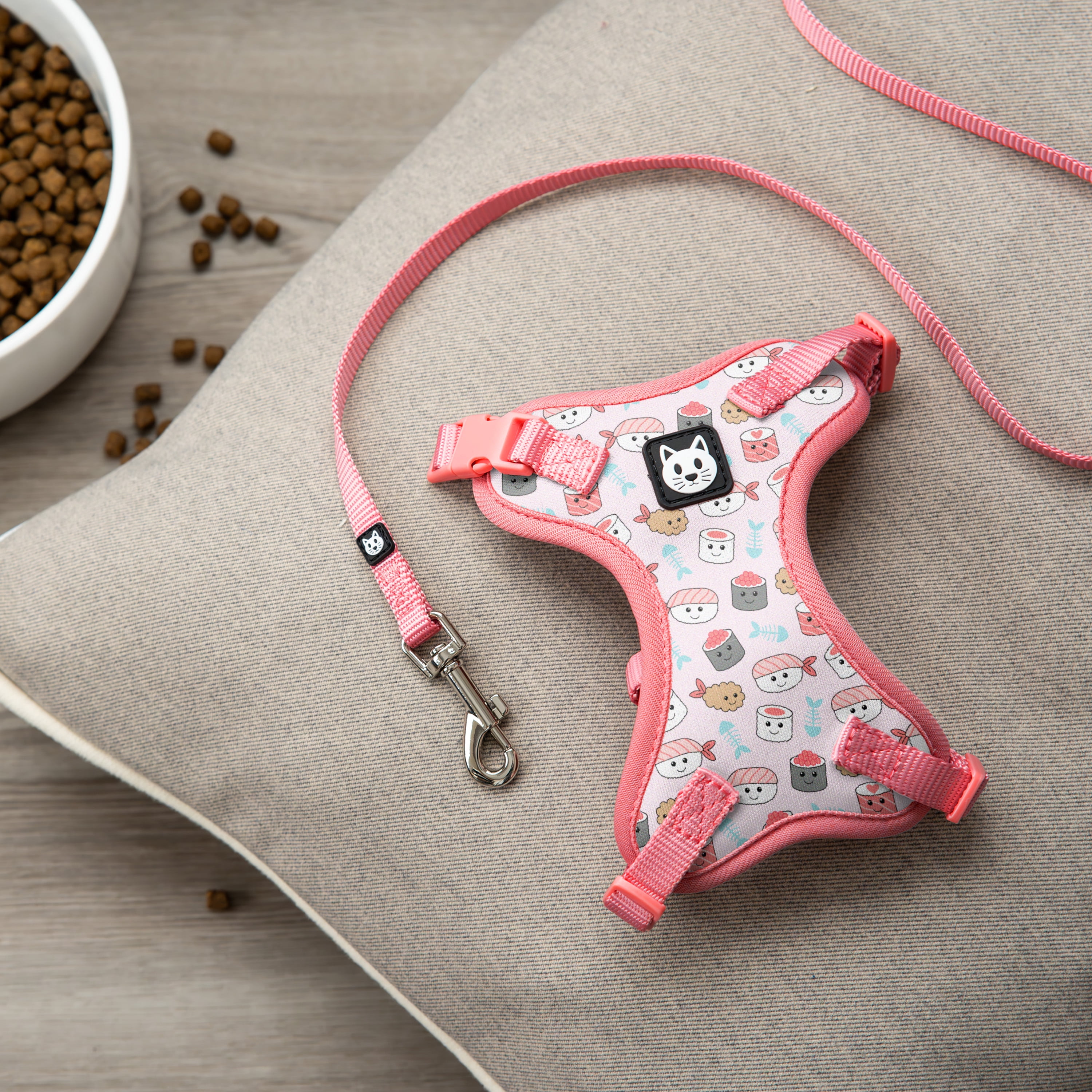 Vibrant Life Polyester Sushi Cat Harness and Leash Set, Pink, One Size