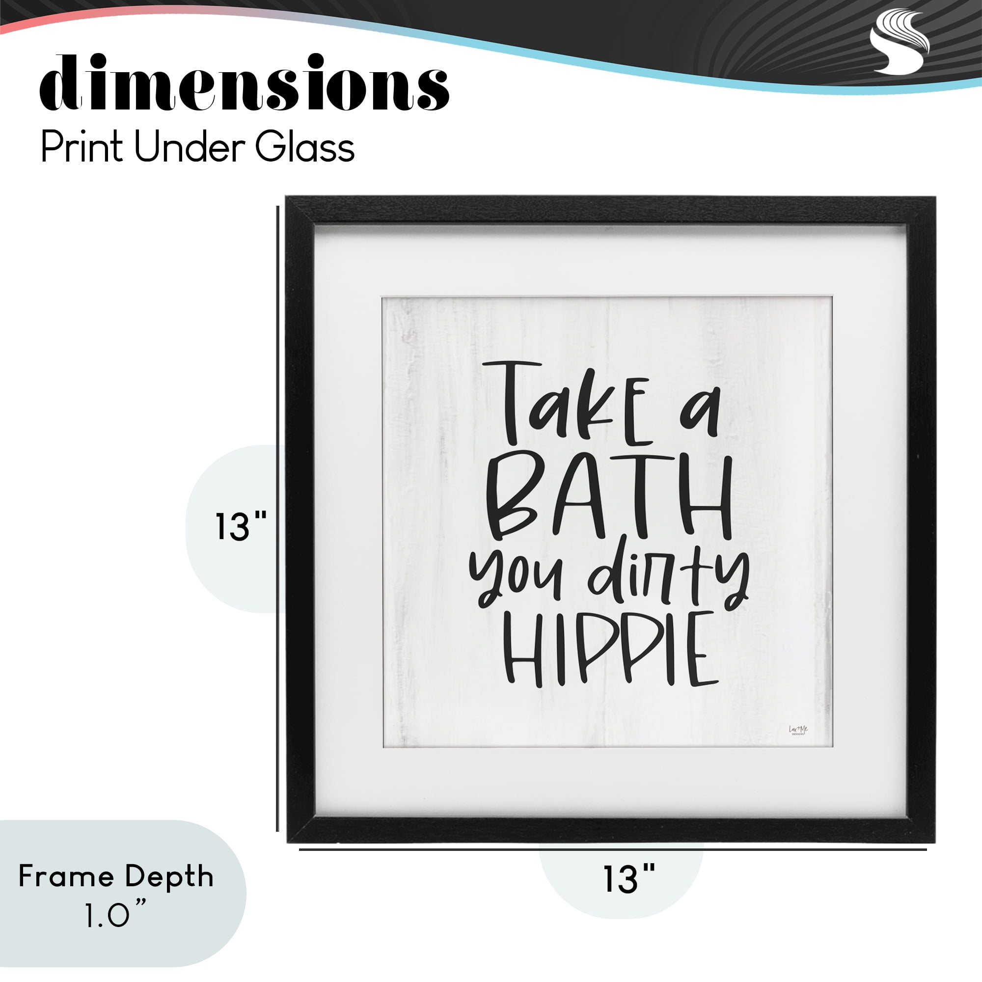 Stupell Industries Take A Bath Dirty Hippie Black Framed Print Under Glass, design by Lux + Me Designs
