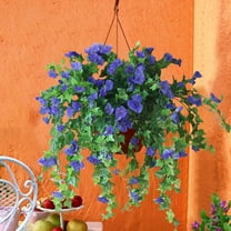 PATLOLLAV Simulated Morning Glories, Artificial Hanging Flowers for Outdoor Spring Summer Decoration, Faux Silk Morning Glory in Planter Realistic for Porch Outside Patio Balcony Garden Yard