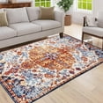 thumbnail image 7 of 8x10 Vintage Boho Area Rug - Persian Style, Flower Design, Reddish Tones, Non-slip, Washable - Ideal for Living Room, Kitchen, Bedroom (Amber), 7 of 7