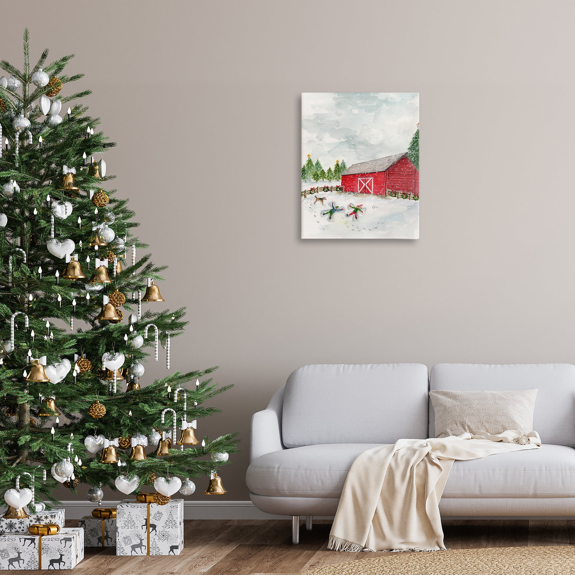 Stupell Industries New England Snow Angels Holiday Painting Gallery Wrapped Canvas Art Print Wall Art, 24 x 30