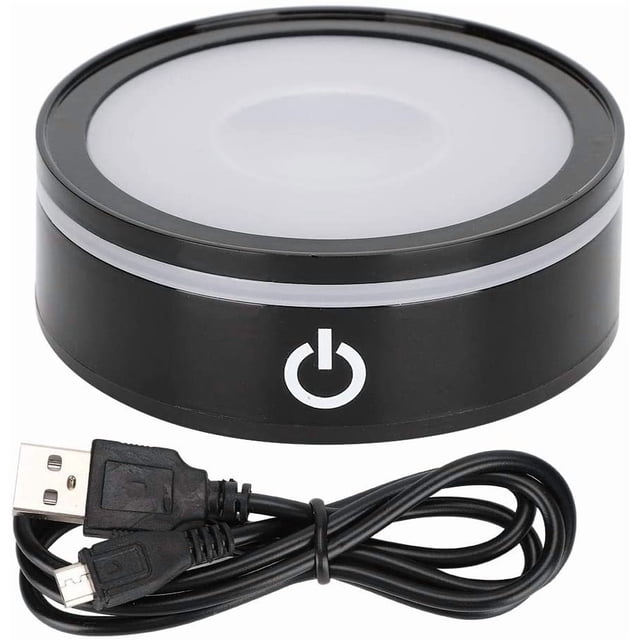 Crystal Led Light Base,Multicolor Changing USB Power Light Display Base Show Stand Display Holder with Sensitive Touch Switch for 3D Crystal,Crystal Ball,Art Glass,Jewelry (Black)