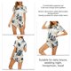 thumbnail image 5 of Traje de pijama Patrón único Cuello en V Bolsillo con botones Cómodo Ropa de dormir corta de dos piezas para mujer, 5 of 6