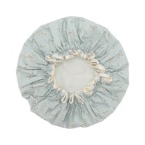 Unique Bargains 1 Pc Women Durable Waterproof Shower Cap for Bathroom Vacation Hotel Travel Blue Satin EVA