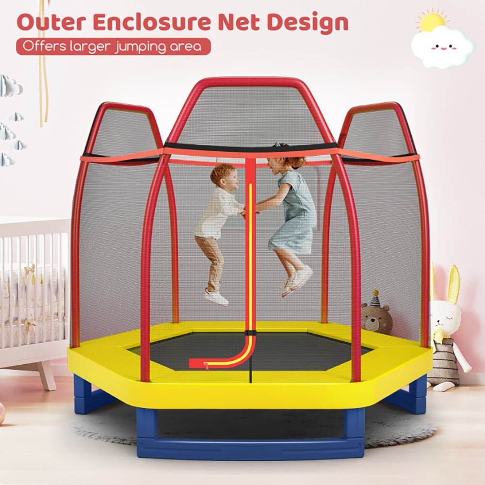 Spaco 7 Feet Kids Recreational Bounce Jumper Trampoline-Red, Bounce Trampoline for Outdoor as Garden, Park