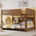 thumbnail image 5 of Harper & Bright Designs Bunk Bed Queen over Queen with Storage Cabinets, Queen Wood Bunk Bed Frame with Charging Station, Guardrails and Ladder, Wheat, 5 of 9