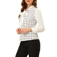 thumbnail image 4 of INSPIRE CHIC Women's Plaid Casual Contrast Color Long Sleeve Bow Tie Neck Blouse, 4 of 6