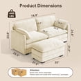 thumbnail image 4 of 74.8" Sectional Sofa With Washable Cover, Comfy 2 Seater L-Shaped Corduroy Fabric Couch with Reversible Ottoman & Deep Seat for Apartment,Beige, 4 of 11
