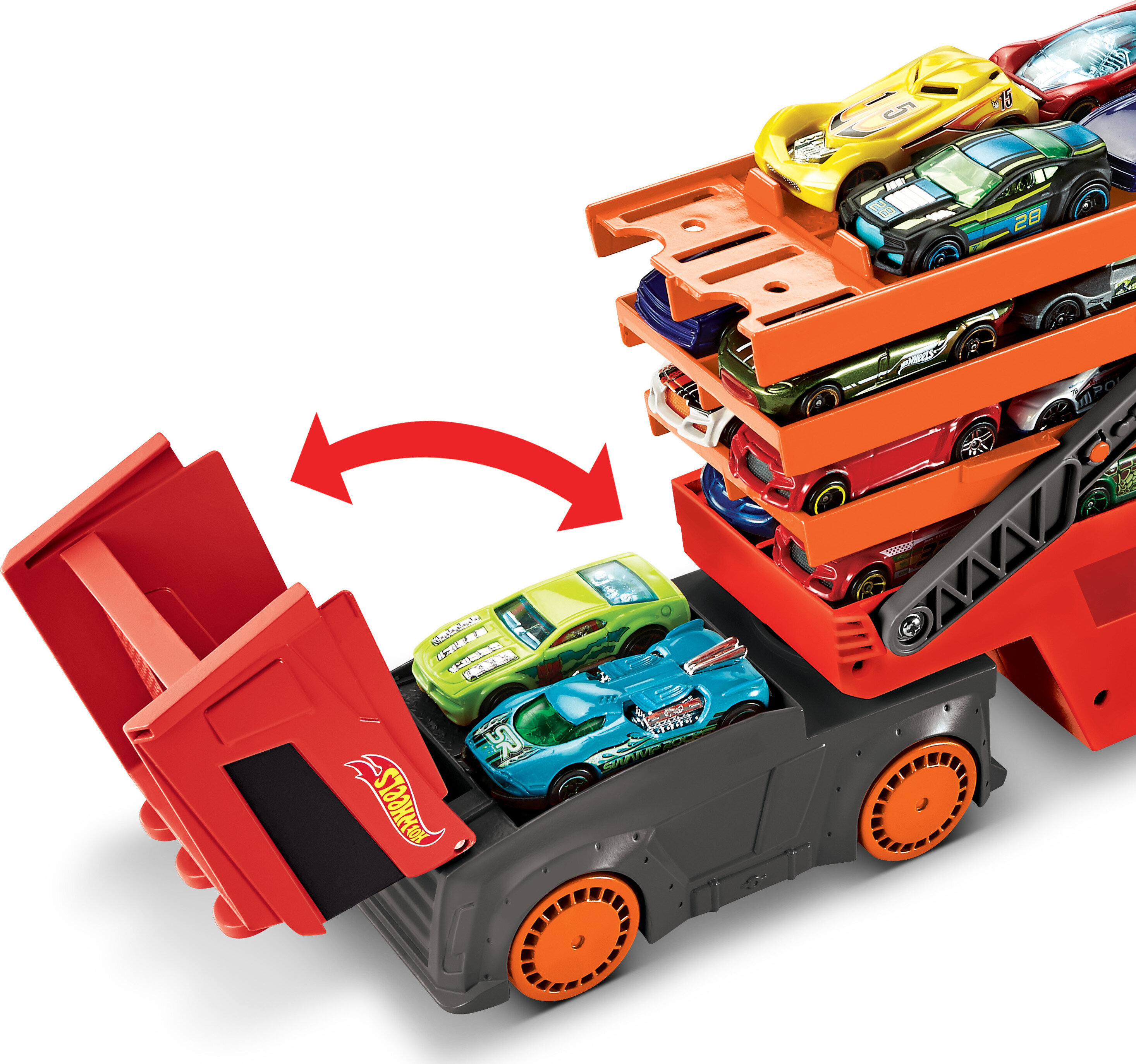 Hot Wheels Mega Hauler with 6 Expandable Levels, Stores up to 50 1:64 Scale Toy Vehicles - image 4 of 7