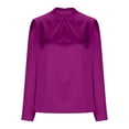 thumbnail image 5 of UAMVSH Women's Long Sleeve Shirts Silk Satin Casual Business Dressy Tops Soft Smooth Mock Neck Blouses for Office Work(Large,Purple), 5 of 7
