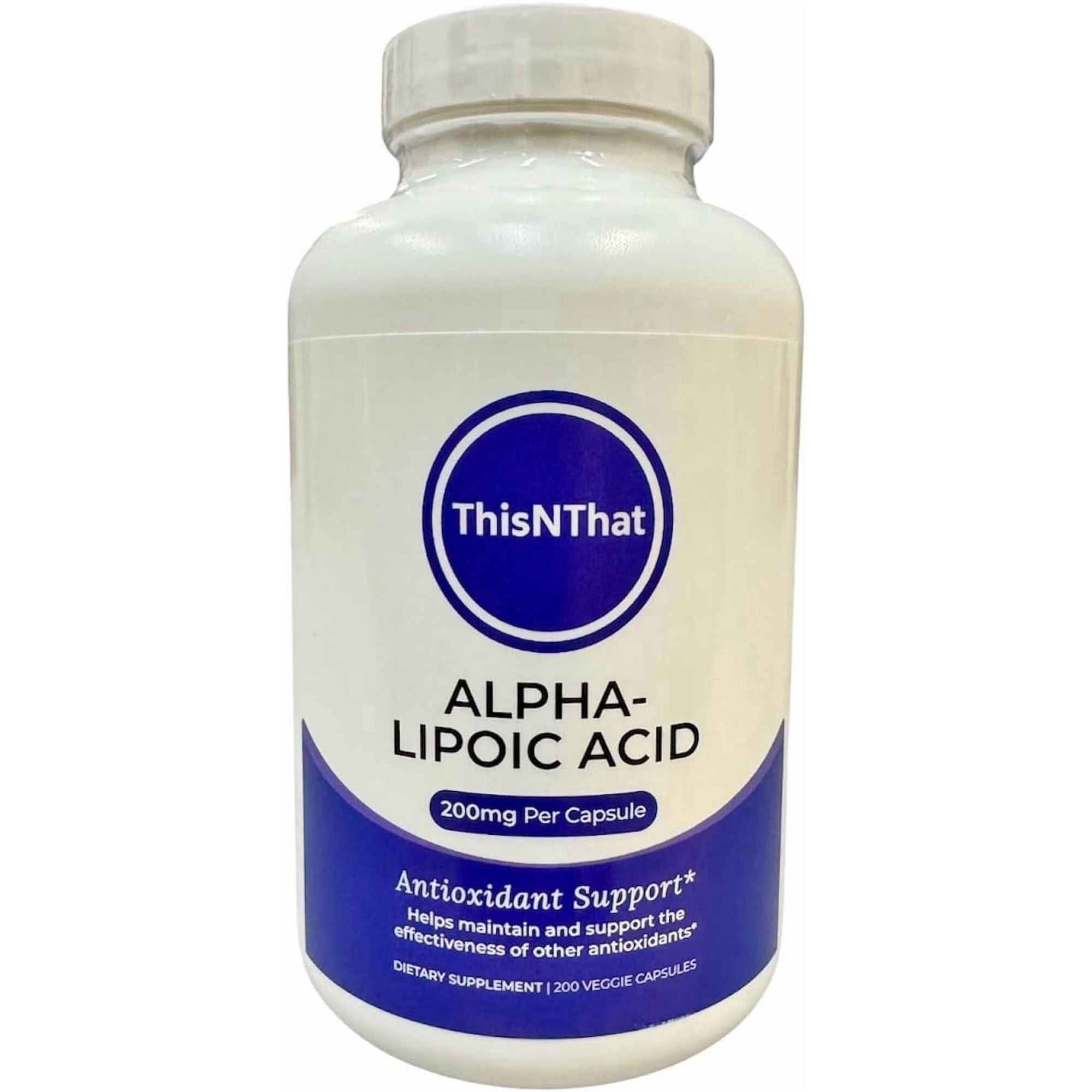 ThisNThat 200 Count Alpha Lipoic Acid Antioxidant Dietary Supplement, 200mg Veggie Capsules