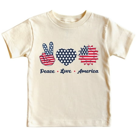 

Rovga Summer Boys Girls Toddler T-Shirts And Independence Day Peace Love America Print Short Sleeved T Shirt 3 To 14 Years Old Children