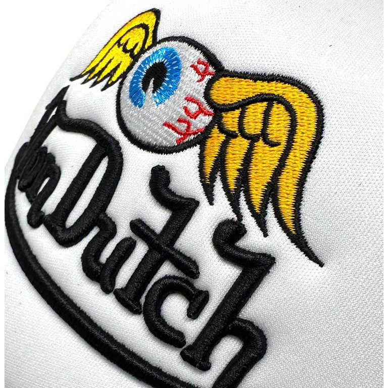 Von Dutch Trucker Hat White Black Flying Eyeball Wordmark Embroidered Cap OS USA Von Dutch Trucker Hat White Black Flying Eyeball Wordmark  main image 3
