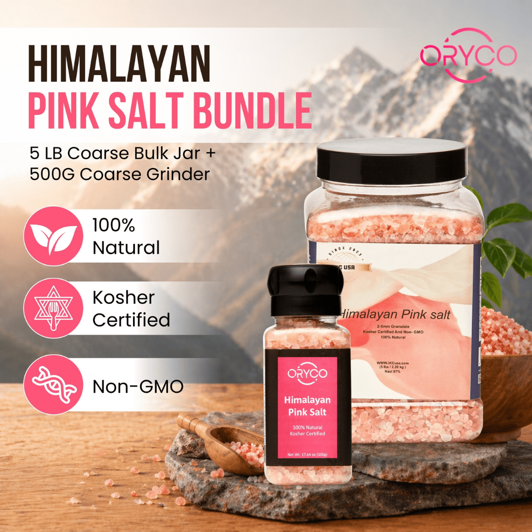 Oryco Coarse (80oz) & Coarse (17.64oz) Himalayan Pink Salt Bundle