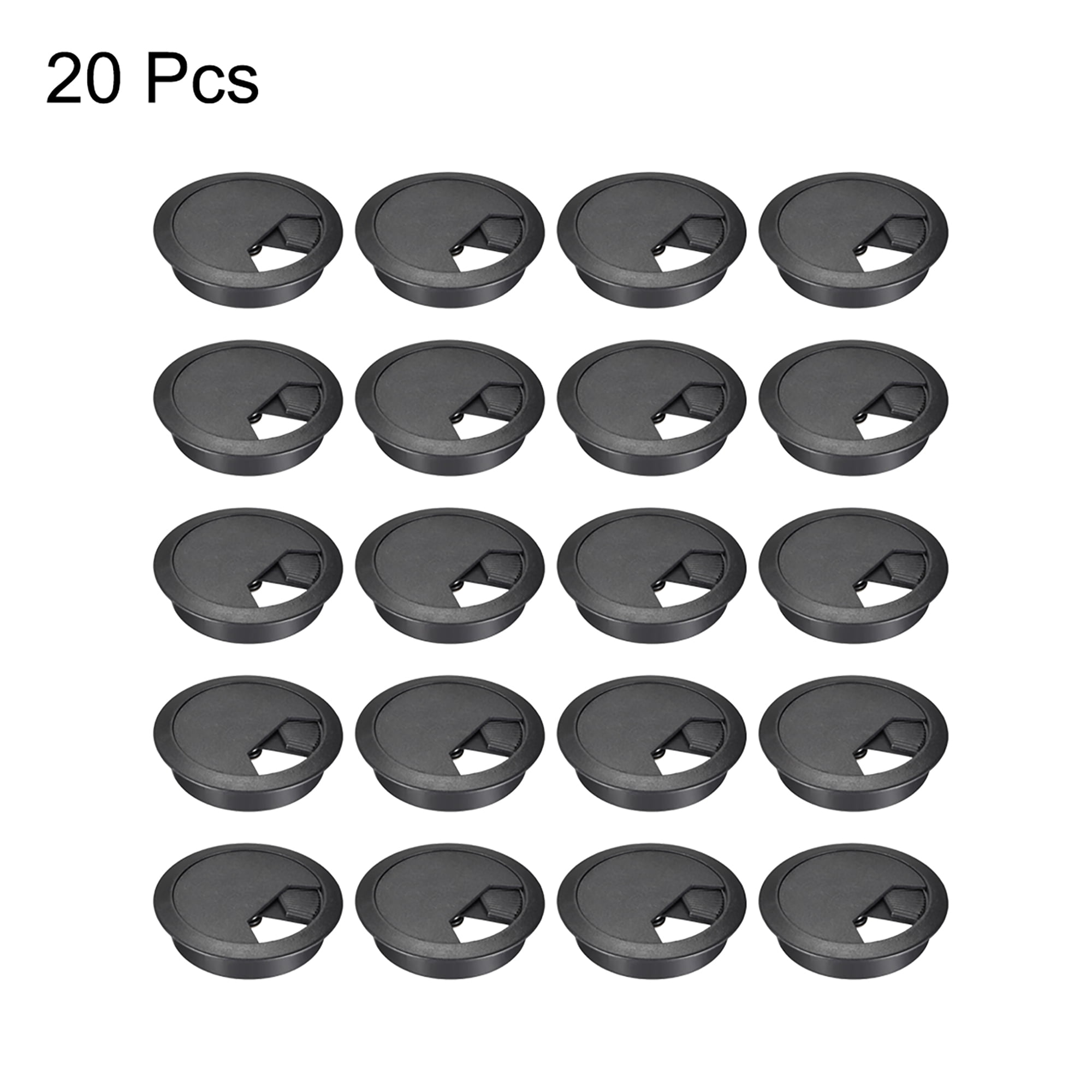 Cable Hole Cover, 2-3/8" Plastic Desk Grommet for Wire Organizer 20 Pcs (Black)