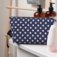 thumbnail image 7 of Polka Dot Navy Pattern Travel Handbag Leather Purse Organizer Tidy Bag Purse Toiletry Clutch For Women, 7 of 7