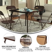 BizChair Vinyl-Covered Padded Folding Card Table for Game Rooms and Banquets, Brown