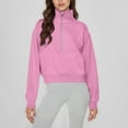 thumbnail image 3 of Women’s Casual Half Zip Sweatshirt Stand Collar Long Sleeve Hoodie Plus Fleece Pullover Loose Fit Tops with Pocket, 3 of 4