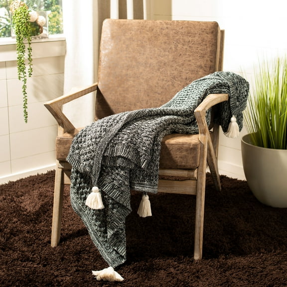 Safavieh Pennie 50" x 60" Eclectic Cotton Throw, Black/Natural