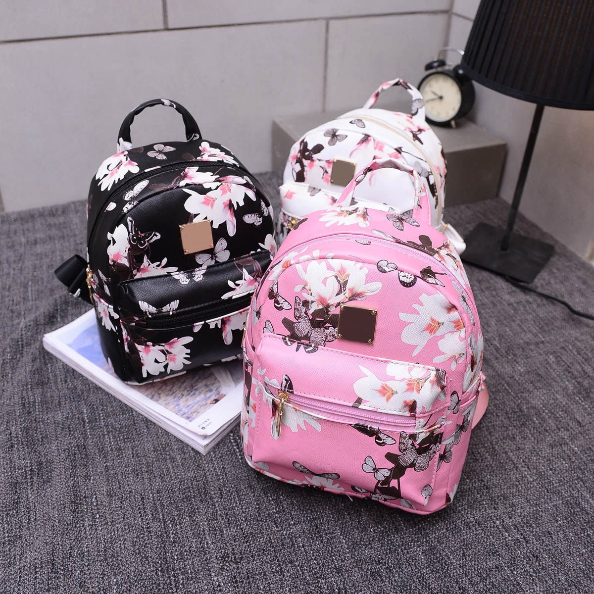 Women Floral Backpack Travel PU Leather Handbag Rucksack Shoulder School Bag New 