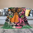 thumbnail image 2 of Autua Tiger Pop Art Flannel Blanket, Lightweight Soft Blanket for All Seasons, Heat Transfer Printing, Multiple Sizes 40x50in, 2 of 6