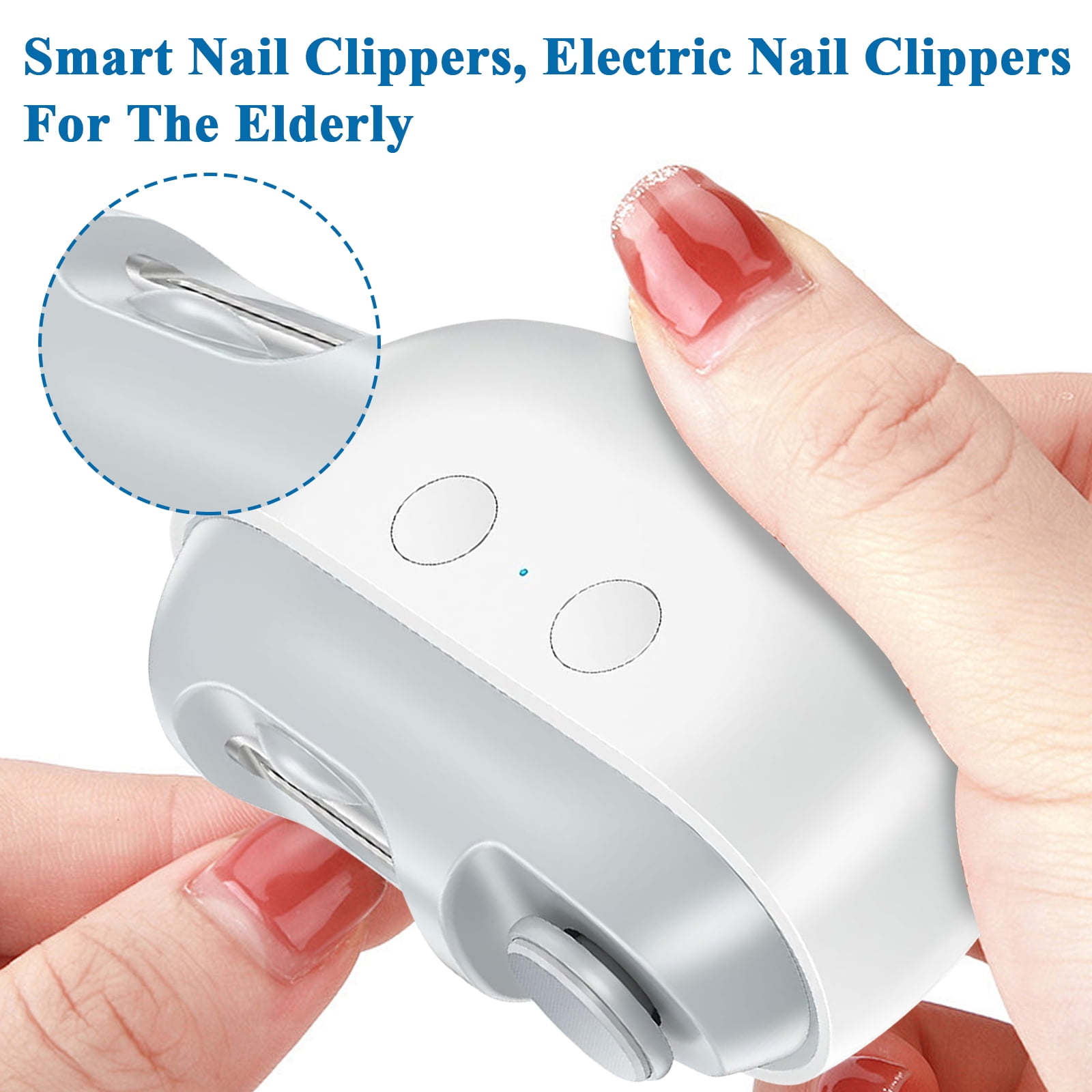 Smart Nail Clippers, Electric Toenail Clippers for Seniors and Babies, 2026 3-in-1 Electric Nail Clippers and Polisher (with LED Light, USB Port, and Nail Clipper Storage Case) (White)