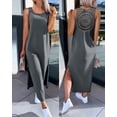 thumbnail image 4 of Vestido largo liso con aberturas para mujer, moda de verano 2024, sin mangas, cuello redondo, ajustado, con abertura, negro, 4 of 5
